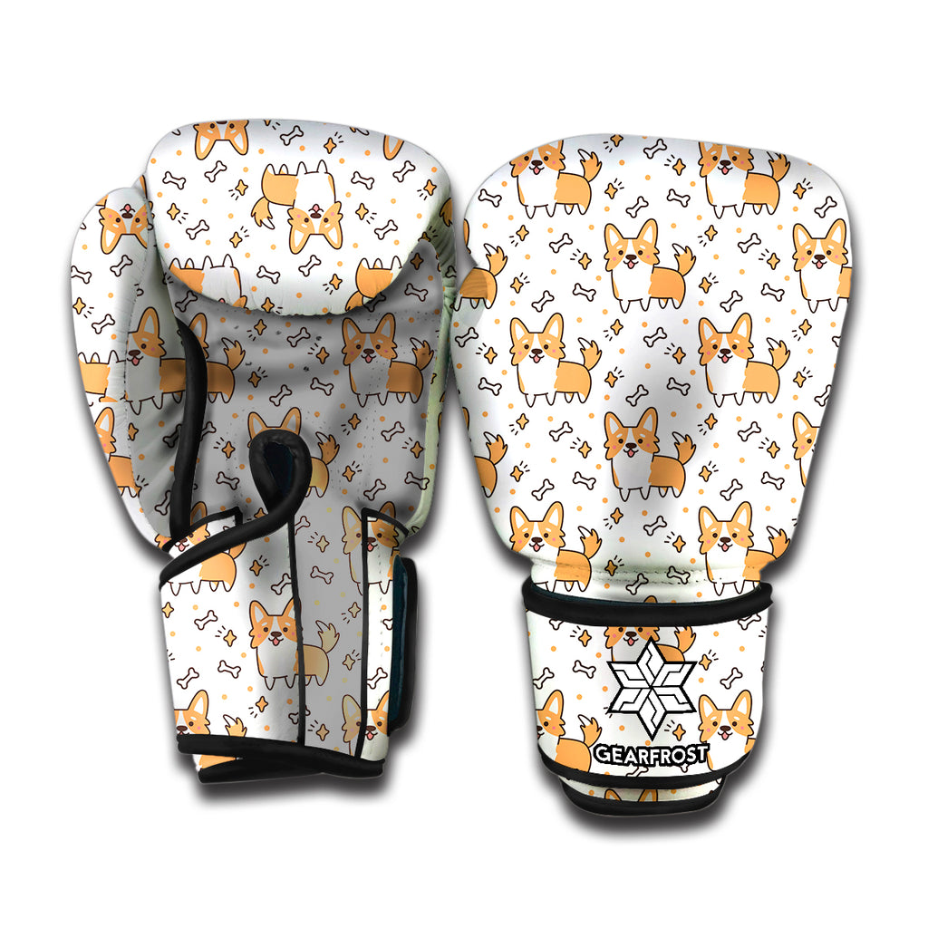 Cartoon Corgi Pattern Print Boxing Gloves