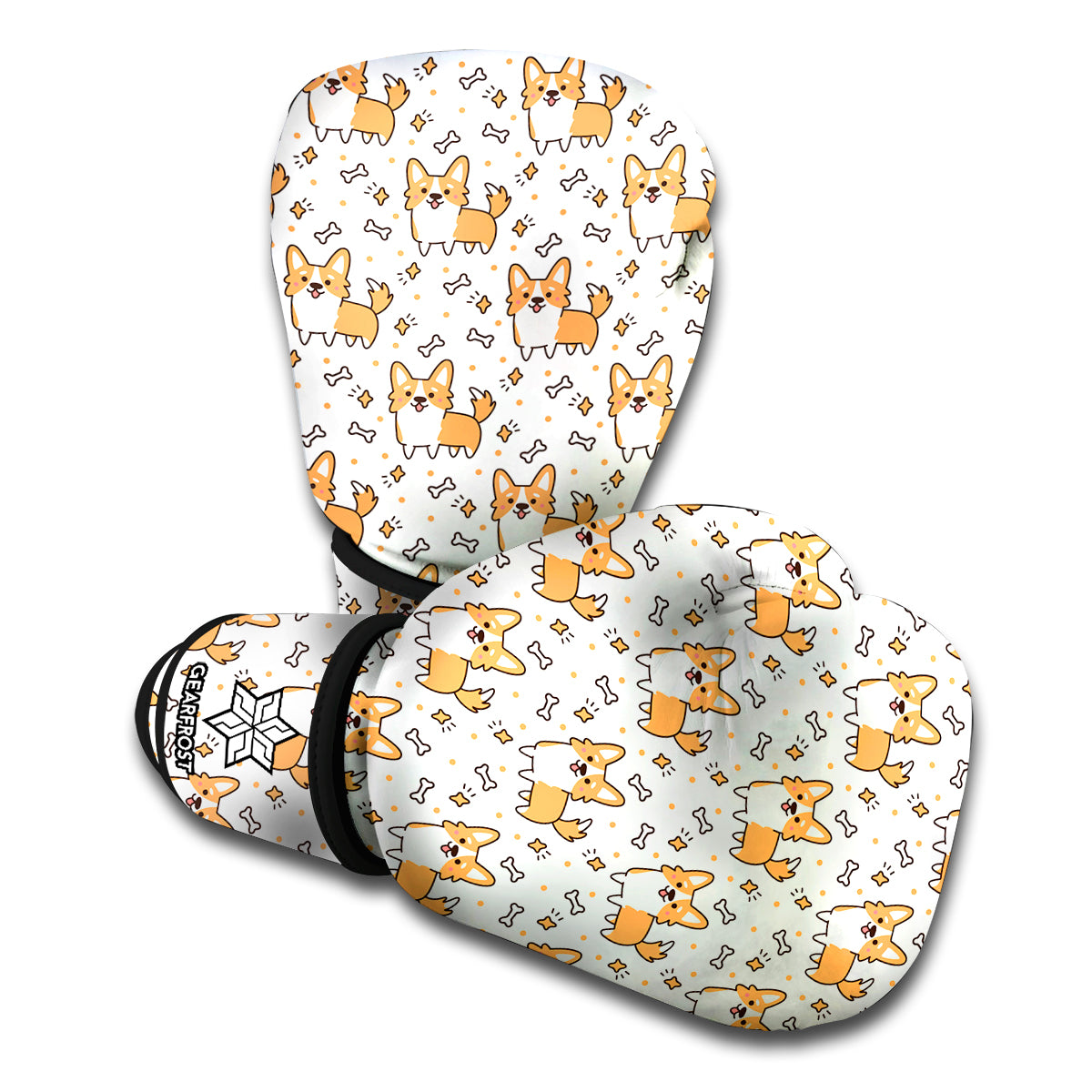 Cartoon Corgi Pattern Print Boxing Gloves