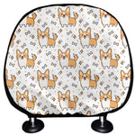 Cartoon Corgi Pattern Print Car Headrest Covers