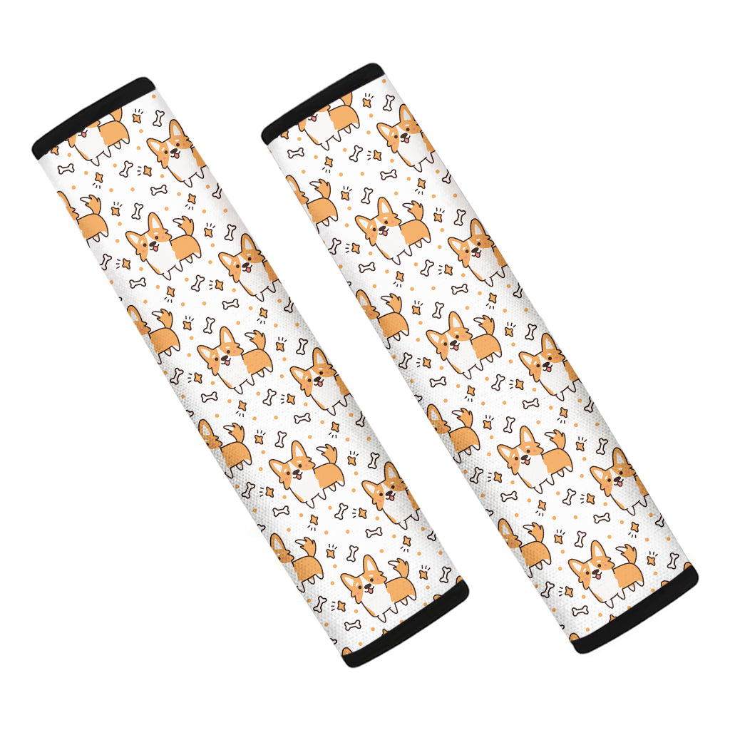 Cartoon Corgi Pattern Print Car Seat Belt Covers