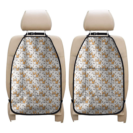 Cartoon Corgi Pattern Print Car Seat Organizers