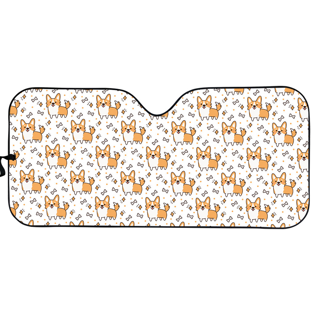 Cartoon Corgi Pattern Print Car Sun Shade