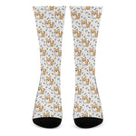 Cartoon Corgi Pattern Print Crew Socks