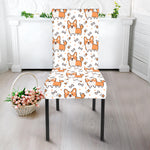 Cartoon Corgi Pattern Print Dining Chair Slipcover