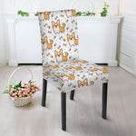 Cartoon Corgi Pattern Print Dining Chair Slipcover