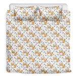 Cartoon Corgi Pattern Print Duvet Cover Bedding Set