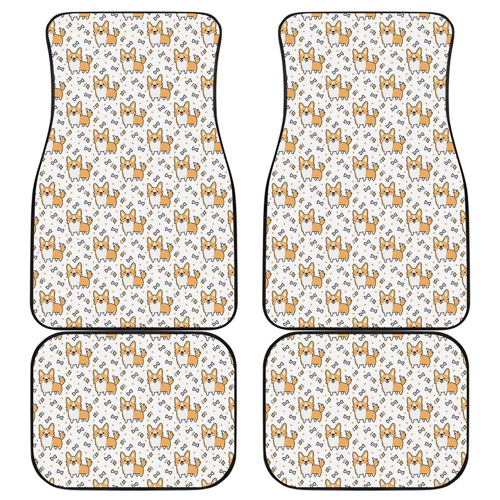 Cartoon Corgi Pattern Print Front and Back Car Floor Mats