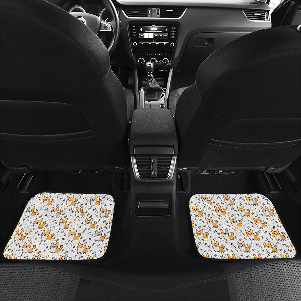 Cartoon Corgi Pattern Print Front and Back Car Floor Mats