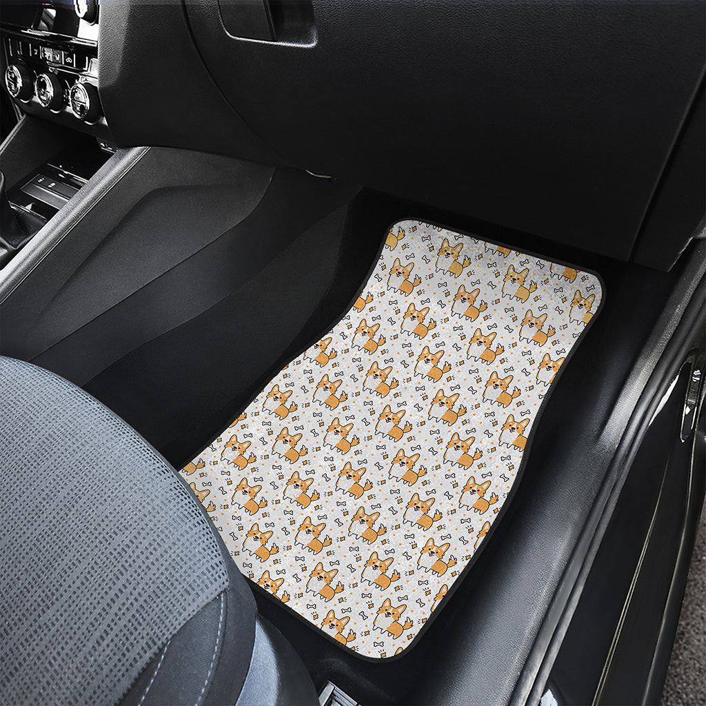 Cartoon Corgi Pattern Print Front and Back Car Floor Mats