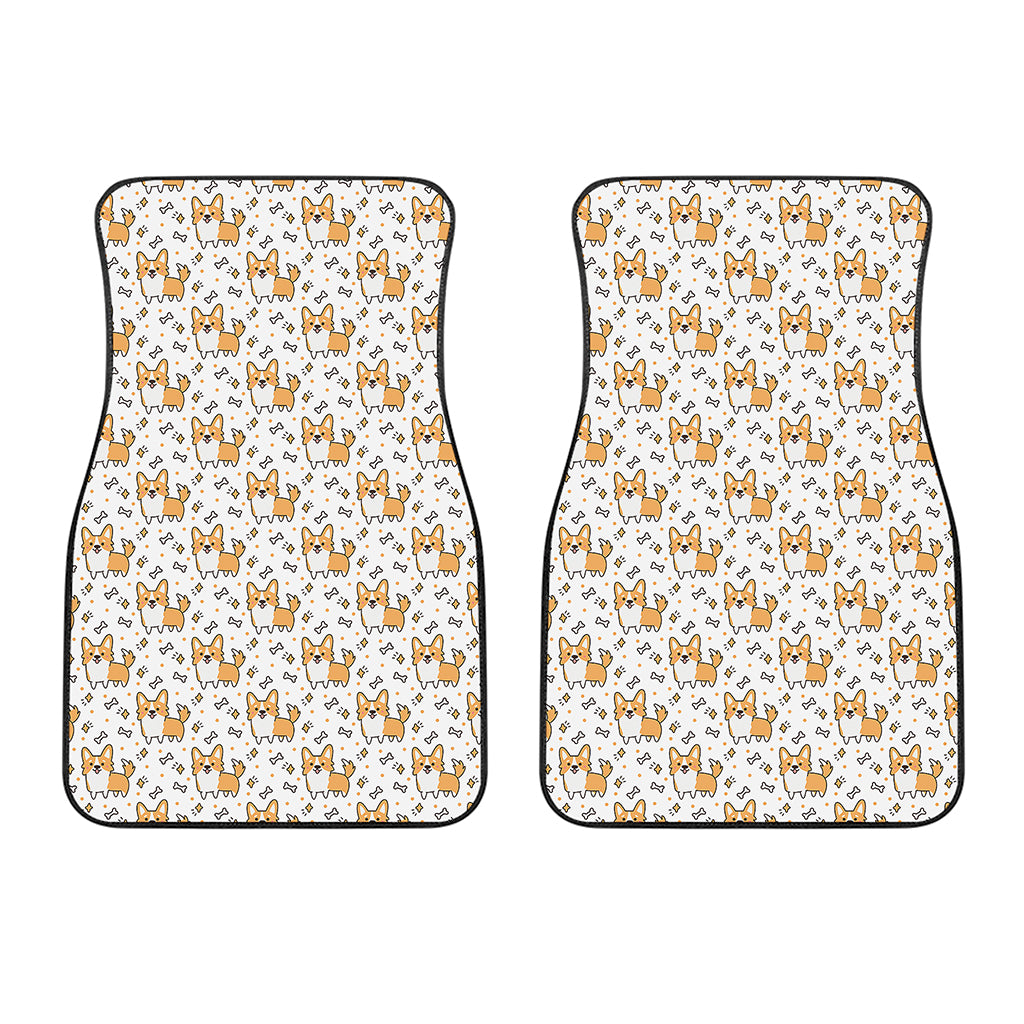 Cartoon Corgi Pattern Print Front Car Floor Mats