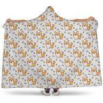 Cartoon Corgi Pattern Print Hooded Blanket