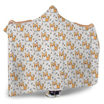 Cartoon Corgi Pattern Print Hooded Blanket