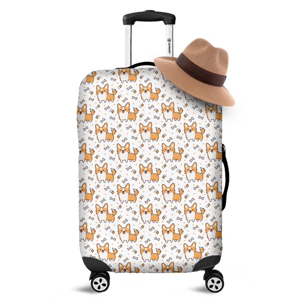 Cartoon Corgi Pattern Print Luggage Cover