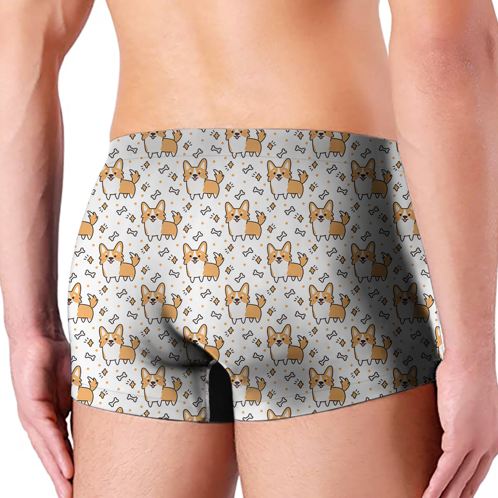 Cartoon Corgi Pattern Print Men's Boxer Briefs