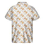 Cartoon Corgi Pattern Print Men's Short Sleeve Shirt
