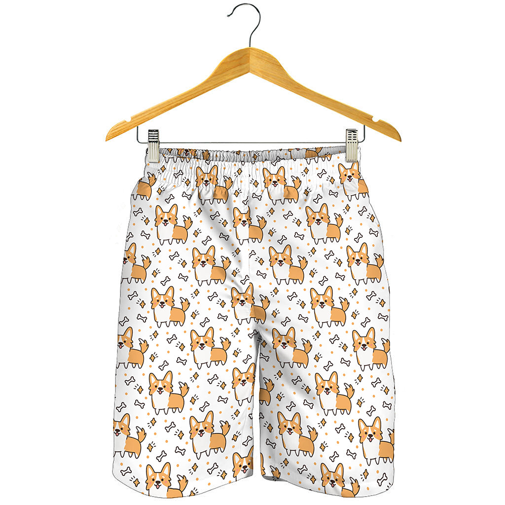 Cartoon Corgi Pattern Print Men's Shorts