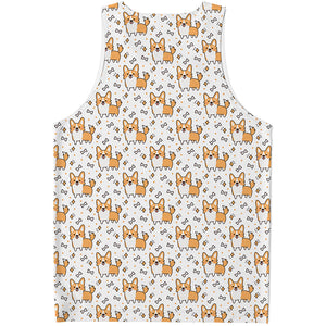 Cartoon Corgi Pattern Print Men's Tank Top