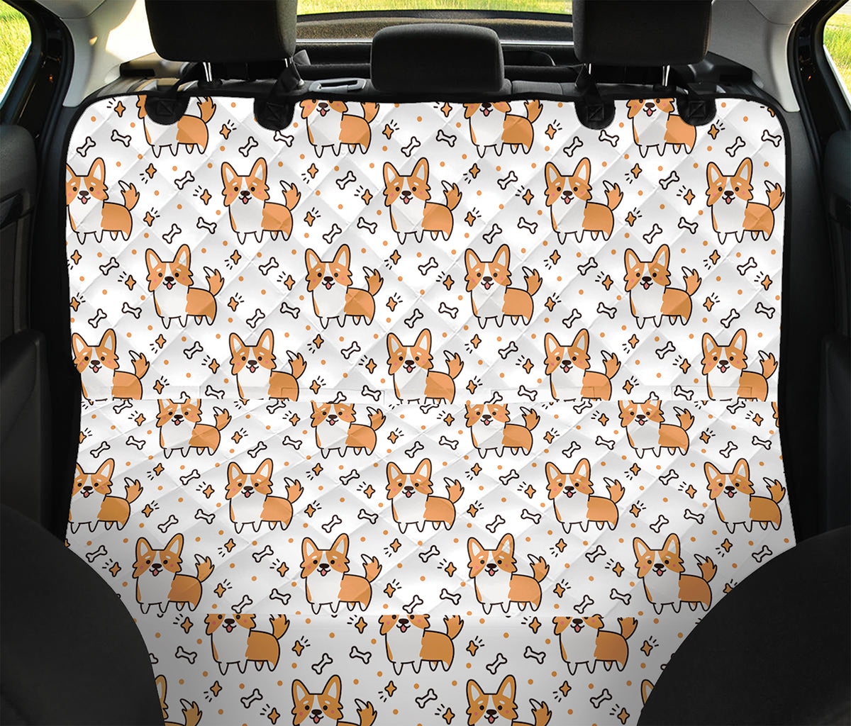 Cartoon Corgi Pattern Print Pet Car Back Seat Cover