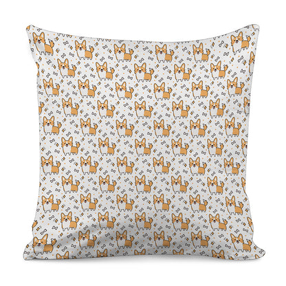 Cartoon Corgi Pattern Print Pillow Cover