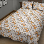 Cartoon Corgi Pattern Print Quilt Bed Set