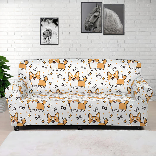 Cartoon Corgi Pattern Print Sofa Cover