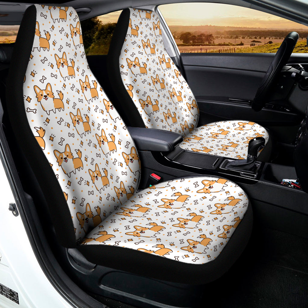 Cartoon Corgi Pattern Print Universal Fit Car Seat Covers