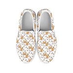 Cartoon Corgi Pattern Print White Slip On Shoes