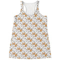 Cartoon Corgi Pattern Print Women's Racerback Tank Top