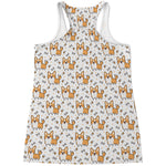 Cartoon Corgi Pattern Print Women's Racerback Tank Top