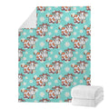 Cartoon Cow And Daisy Flower Print Blanket