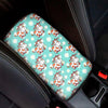 Cartoon Cow And Daisy Flower Print Car Center Console Cover