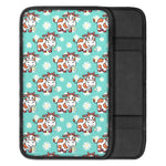 Cartoon Cow And Daisy Flower Print Car Center Console Cover