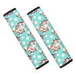 Cartoon Cow And Daisy Flower Print Car Seat Belt Covers