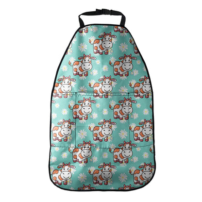 Cartoon Cow And Daisy Flower Print Car Seat Organizers