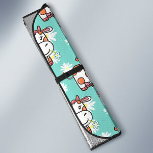 Cartoon Cow And Daisy Flower Print Car Sun Shade GearFrost