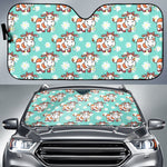 Cartoon Cow And Daisy Flower Print Car Sun Shade GearFrost