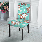 Cartoon Cow And Daisy Flower Print Dining Chair Slipcover
