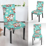 Cartoon Cow And Daisy Flower Print Dining Chair Slipcover