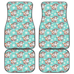 Cartoon Cow And Daisy Flower Print Front and Back Car Floor Mats