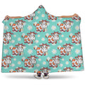 Cartoon Cow And Daisy Flower Print Hooded Blanket