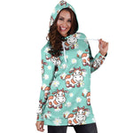 Cartoon Cow And Daisy Flower Print Hoodie Dress GearFrost