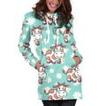Cartoon Cow And Daisy Flower Print Pullover Hoodie Dress