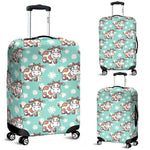 Cartoon Cow And Daisy Flower Print Luggage Cover GearFrost