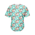 Cartoon Cow And Daisy Flower Print Men's Baseball Jersey