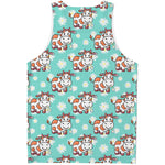 Cartoon Cow And Daisy Flower Print Men's Tank Top