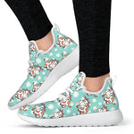 Cartoon Cow And Daisy Flower Print Mesh Knit Shoes GearFrost