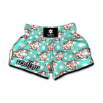 Cartoon Cow And Daisy Flower Print Muay Thai Boxing Shorts