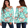 Cartoon Cow And Daisy Flower Print Off Shoulder Sweatshirt GearFrost