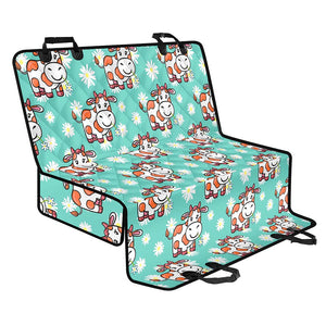 Cartoon Cow And Daisy Flower Print Pet Car Back Seat Cover