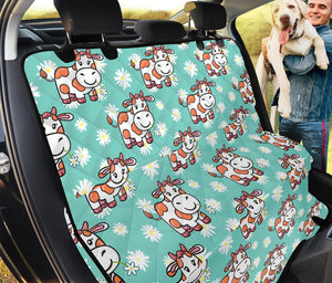 Cartoon Cow And Daisy Flower Print Pet Car Back Seat Cover